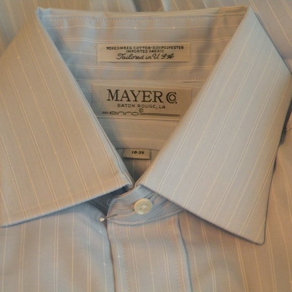 NWT $98 Light Blue Striped Dress Shirt MAYER by GITMAN BROS. 16 /… - Picture 5 of 6